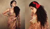 Anupama Parameswaran Looks Gorgeous In A Copper Peach Floral Printed Saree