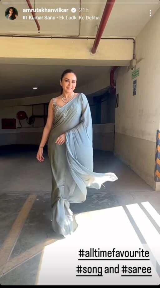 Amruta Khanvilkar Exudes Elegance In A Classy Grey Saree, Check Photos - 0