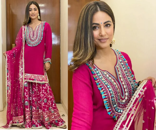 Hina Khan Teaches To Embellish Sharara 785964