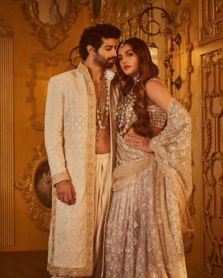 Huma Qureshi Exudes Elegance In A Cream Coloured Shimmery Embellished Lehenga Set 780367