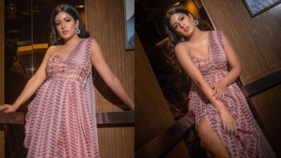 Ishita Dutta Looks Sizzling Hot In Purple One-Shoulder Front Slit Gown