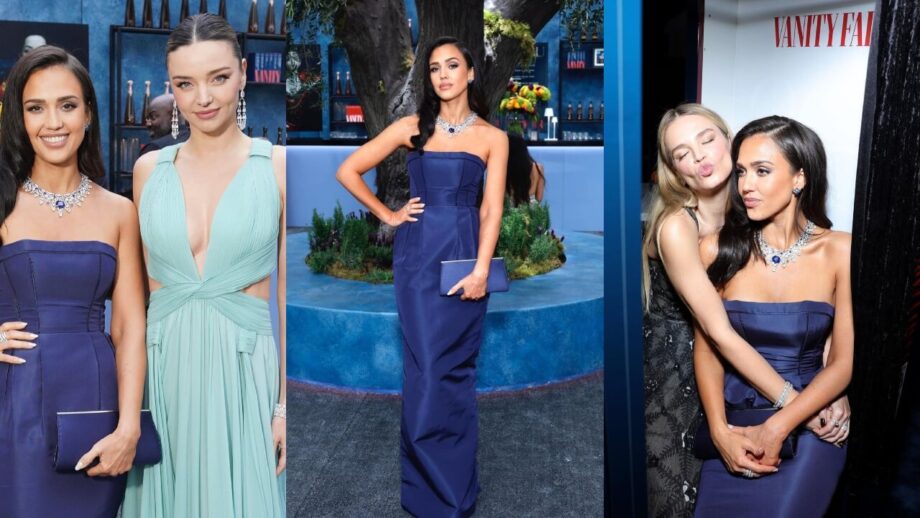 Jessica Alba Walked The Red Carpet In A Stunning Blue Strapless Gown; Priyanka Chopra Loved it! 789923