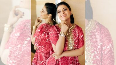 Kajol Burns The Internet In A Red Georgette Floral Printed Cape And Pants