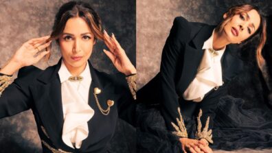 Malaika Arora prompts glam in black gold sequinned skirt suit