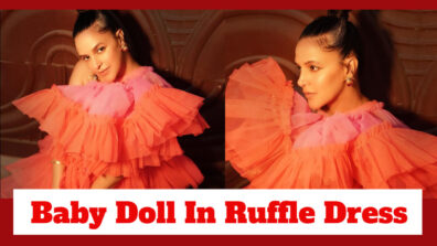 Neha Dhupia Looks The Perfect Baby Doll In This Orange Ruffle Dress; Check Here