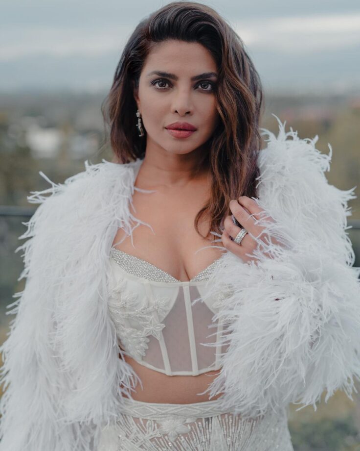 Priyanka Chopra's Fashion Game On Point In A White Corset Top With Sheer Skirt 783224