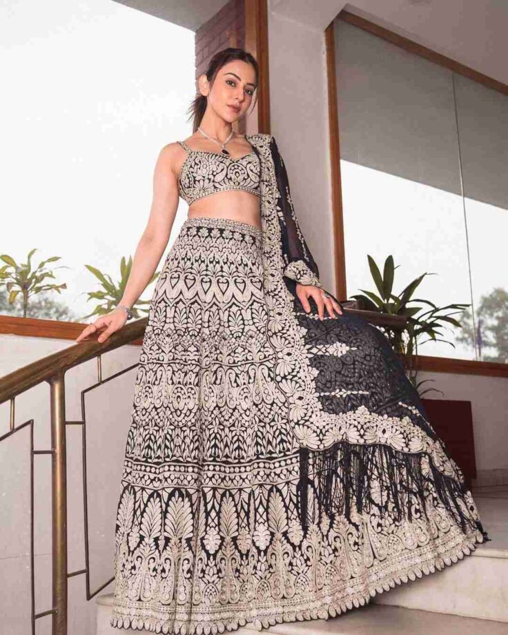 Rakul Preet Singh Looks Ravishing In A Silver Embroidered And Black Lehenga Set 788042