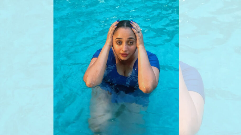 Rani Chatterjee Swims Like A Mermaid As She Enjoys Pool Time In A Blue Swimsuit 787479