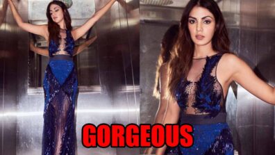 Rhea Chakraborty Looks Ravishing In Sheer Blue Gown, See Pics