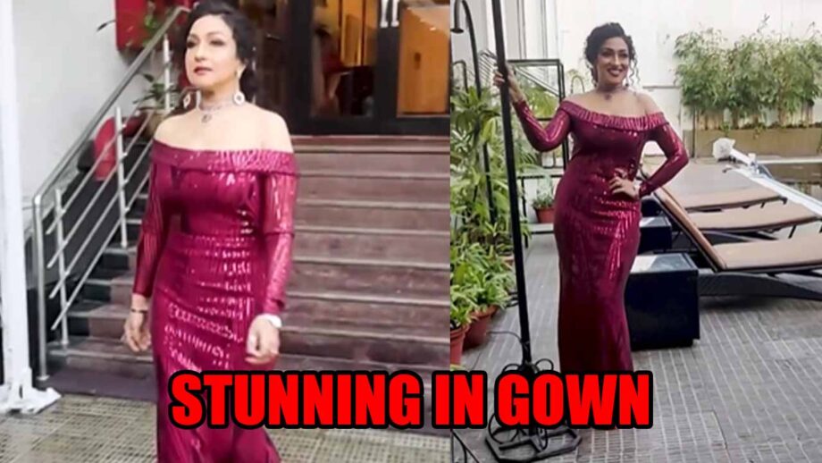 Rituparna Sengupta Steals Glamour In An Off Shoulder Maroon Sequin Gown, Check Video 787989