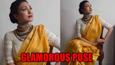 Rituparna Sengupta Strikes Glamorous Pose In Yellow Saree