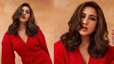 Sara Ali Khan Flaunts Her Toned Legs In A Monotone Red Top And Mini Skirt Outfit