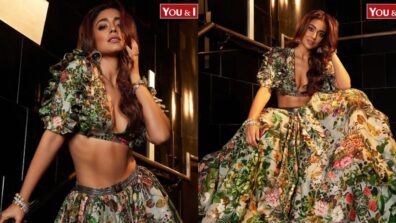 Shriya Saran Has Sizzling Affair With Green Coloured Printed Floral Lehenga Set