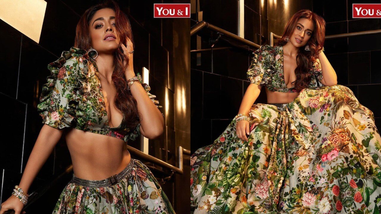 Shriya Saran Has Sizzling Affair With Green Coloured Printed Floral Lehenga Set 780324