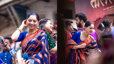 Sonalee Kulkarni Looks Drop-Dead Gorgeous In A Navy Blue And Red Saree