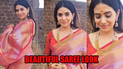 Sonali Kulkarni looks ethereal in red and pink silk saree, check video