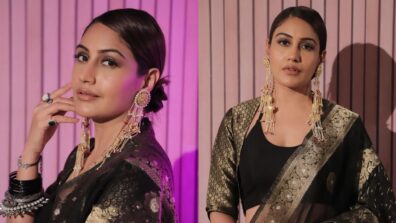 Surbhi Chandna dazzles in black see-through transparent saree with matching earrings, we are in awe