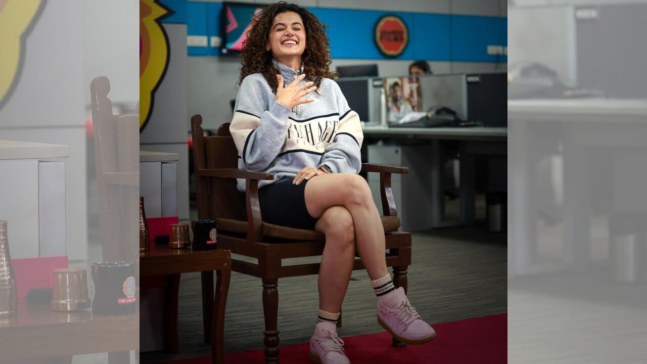 Taapsee Pannu Is A Pro In Slaying Casual Outfit As She Appeared In A Turtleneck Sweatshirt And Shorts 783670