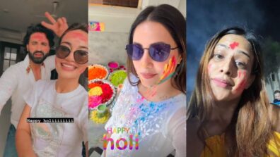 TV Divas Holi Celebrations: Surbhi Jyoti and Hina Khan get groovy with friends, Nia Sharma goes for some fam-jam