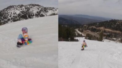 Viral Video: A Little Girl Sings While Snowboarding, Internet Is Enjoying It!