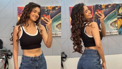 Anushka Sen flaunts curvaceous fit midriff in black bralette, Siddharth Nigam likes it