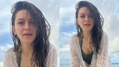 Check ASAP: Hansika Motwani in see-through white beach outfit and wet look