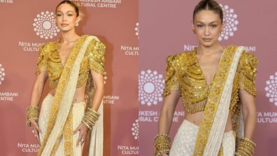 Gigi Hadid Impresses The Internet In Stunning White Saree With Golden Blouse