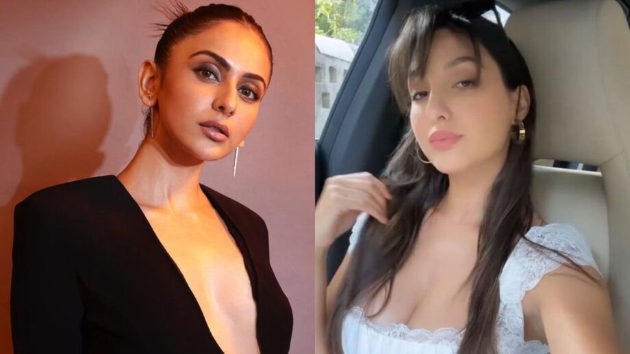 Haye Garmi: Nora Fatehi is a vision in white deep-neck outfit, Rakul Preet Singh slays in black cut-out slit dress 801953