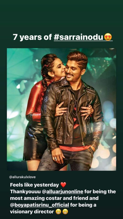 I’m so glad that people still remember and cherish our roles in Sarrainodu -Rakul Preet Singh on her bond with Allu Arjun as Sarrainodu completes 7 years 800200