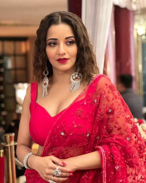 In Photos: Monalisa Is Queen Of Hearts In Red Saree 793992