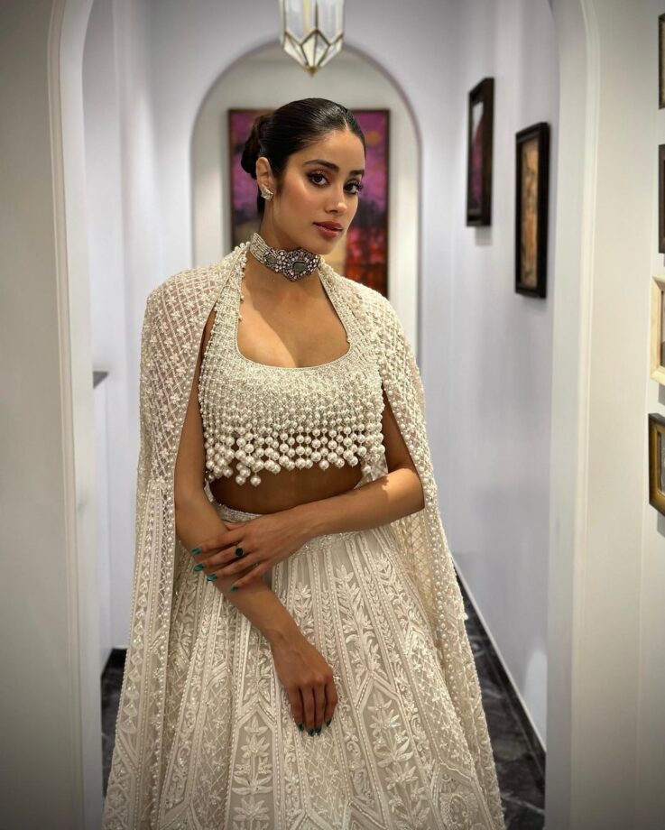 Janhvi Kapoor Looks Angelic In White Pearl-Embellished Lehenga And Gives Major Fashion Cues - 0