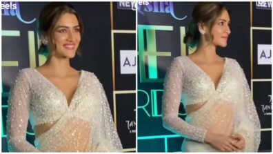 Kriti Sanon loves shimmery see-through saree avatar, check hot moment