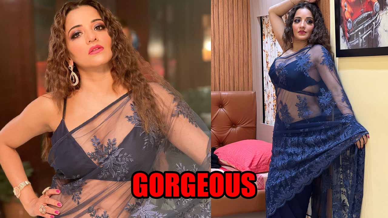 Monalisa Sets Internet On Fire In See-Through Transparent Blue Saree, Check Photos 793179