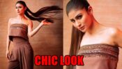 Mouni Roy exudes glam in chic brown off shoulder top and harem pant