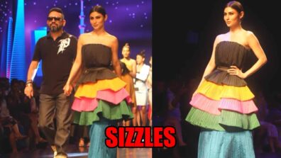 Mouni Roy sizzles in a multi-coloured tiered dress, see video