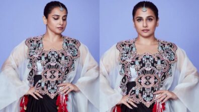 NMACC Opening: Vidya Balan shines in ivory cape with yoke top and drape skirt, see pics