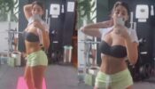 Nora Fatehi, green shorts and strapless bralette, perfect gym swag