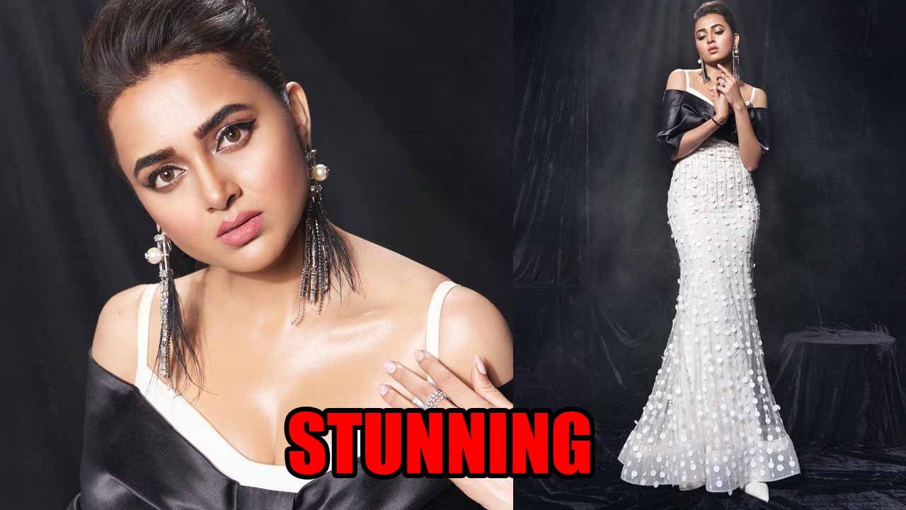 Tejasswi Prakash Shares Breathtaking Look In White Strappy Shimmery Gown 794956