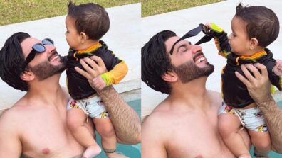 Adorable: Dheeraj Dhoopar gets all awe of his son in swimming pool