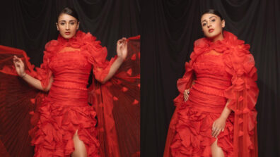 Dhvani Bhanushali’s ruffle play in red is truly iconic, see pics