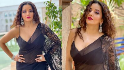 Hotness Alert: Monalisa Wows In Black See-Through Saree