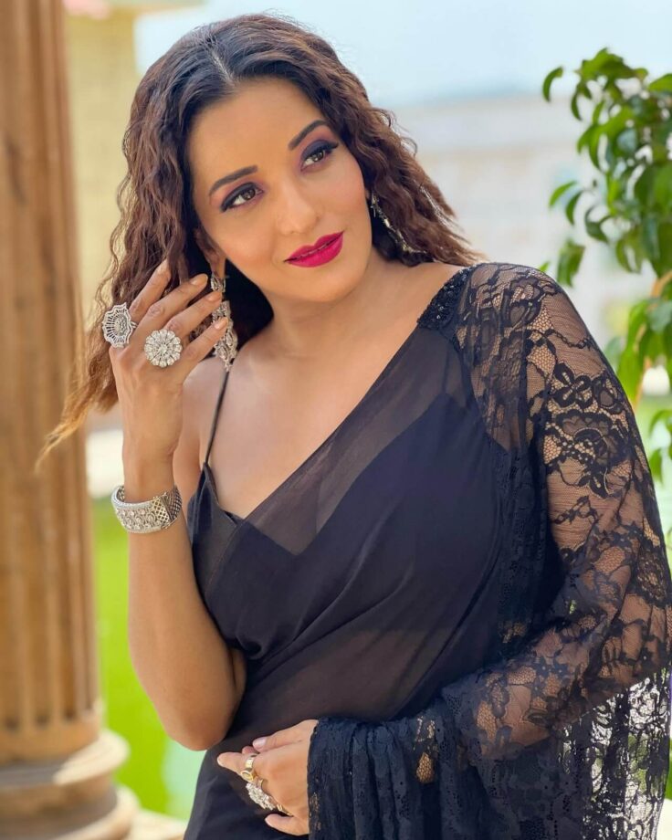 Hotness Alert: Monalisa Wows In Black See-Through Saree 807763