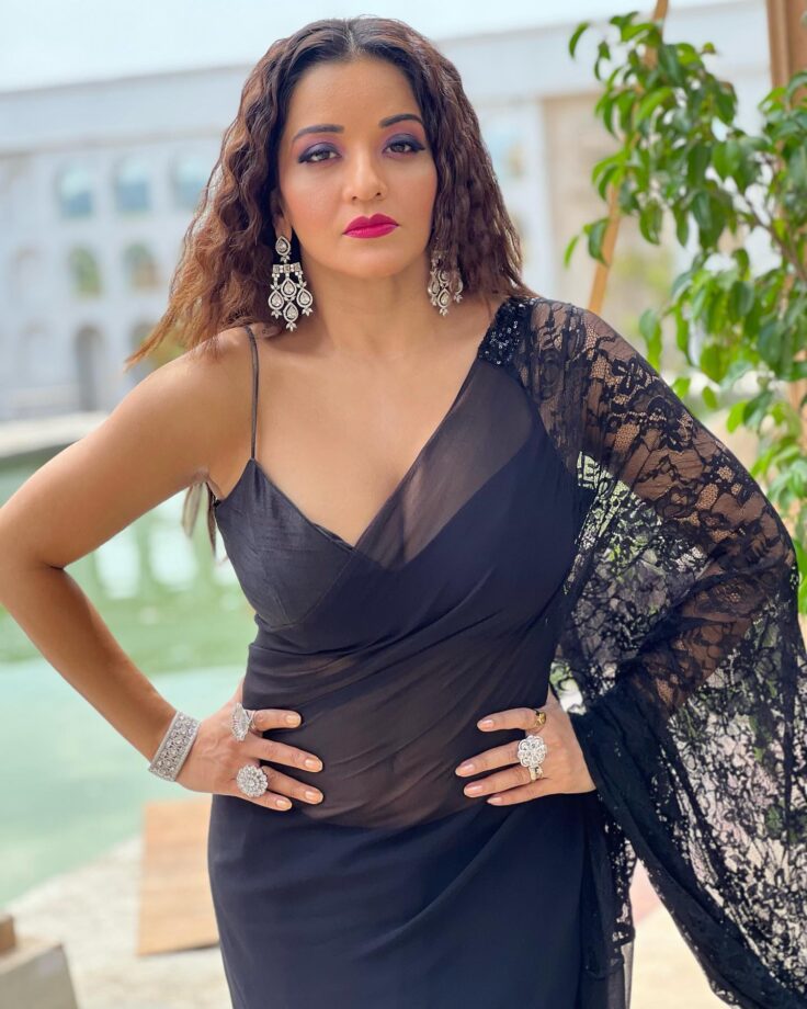 Hotness Alert: Monalisa Wows In Black See-Through Saree 807759