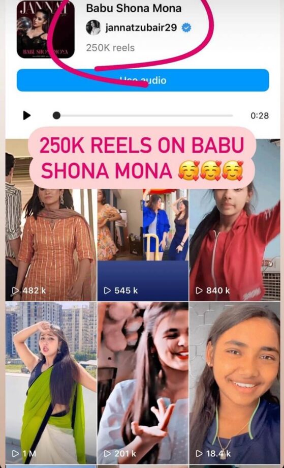 Jannat Zubair Rahmani trains hard in gym, celebrates 250k reels on 'Babu Shona Mona' song 805590