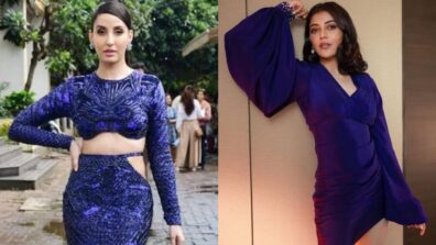 Kajal Aggarwal and Nora Fatehi dazzle in navy blue long-sleeve outfits (see pics)