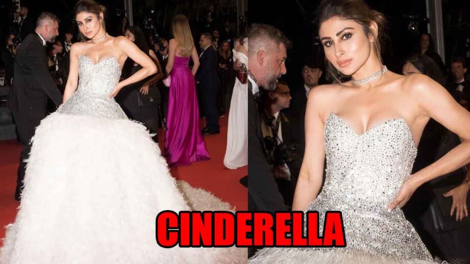 Mouni Roy Turns Cinderella In Sparkling White Feathered Gown At Cannes 809861