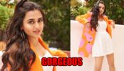 Naagin 6 Fame Tejasswi Prakash Raises The Glam Quotient High In White Dress Paired With Orange Blazer