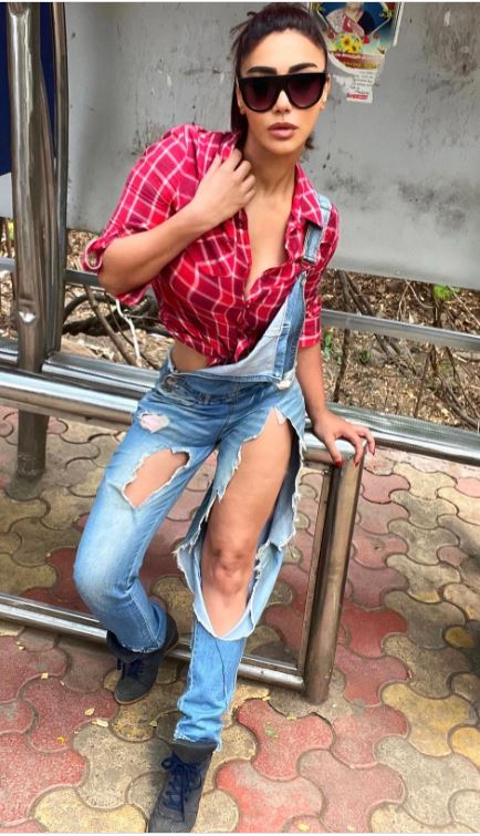 Naagin Fame Mahekk Chahal Looks Dapper In Checkered Shirt And Ripped Denim Dangris 804018