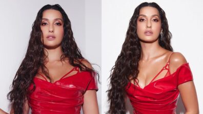 Nora Fatehi in spicy red hot low-neck outfit, a visual delight