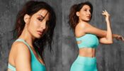 Nora Fatehi, sky-blue yoga pants and bralette, a visual delight